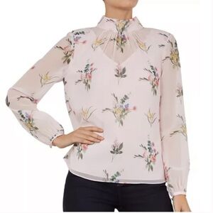 Ted Baker London Floral Blouse - Light Pink size 1 / XS